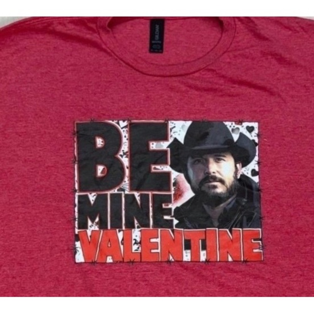 Mens 2XL Red Graphic T Shirt "Be Mine Valentine" Rip from Yellowstone Cowboy Fun